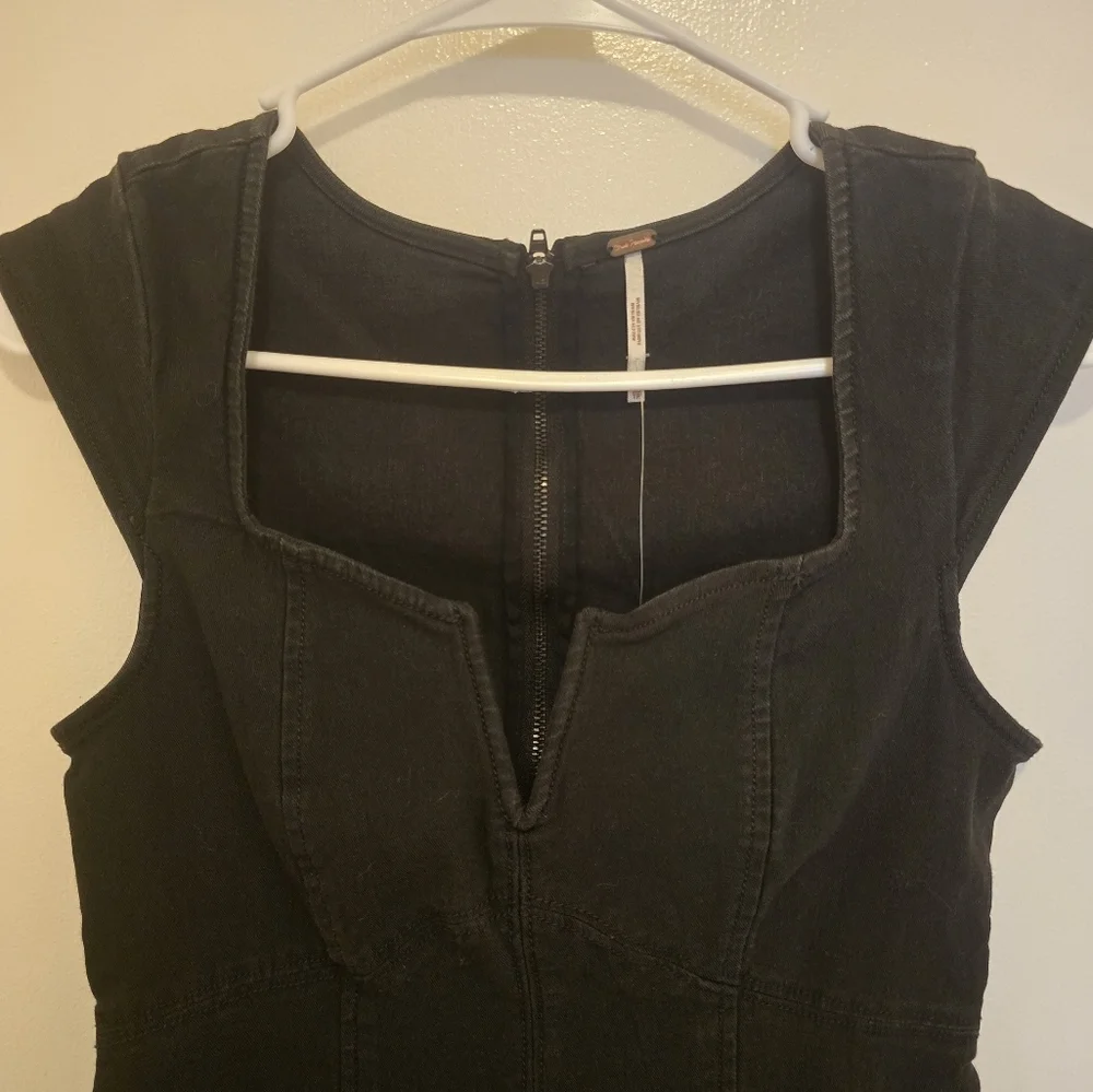 Free People Lia Denim Cap Sleeve Mini Dress Xs NWT